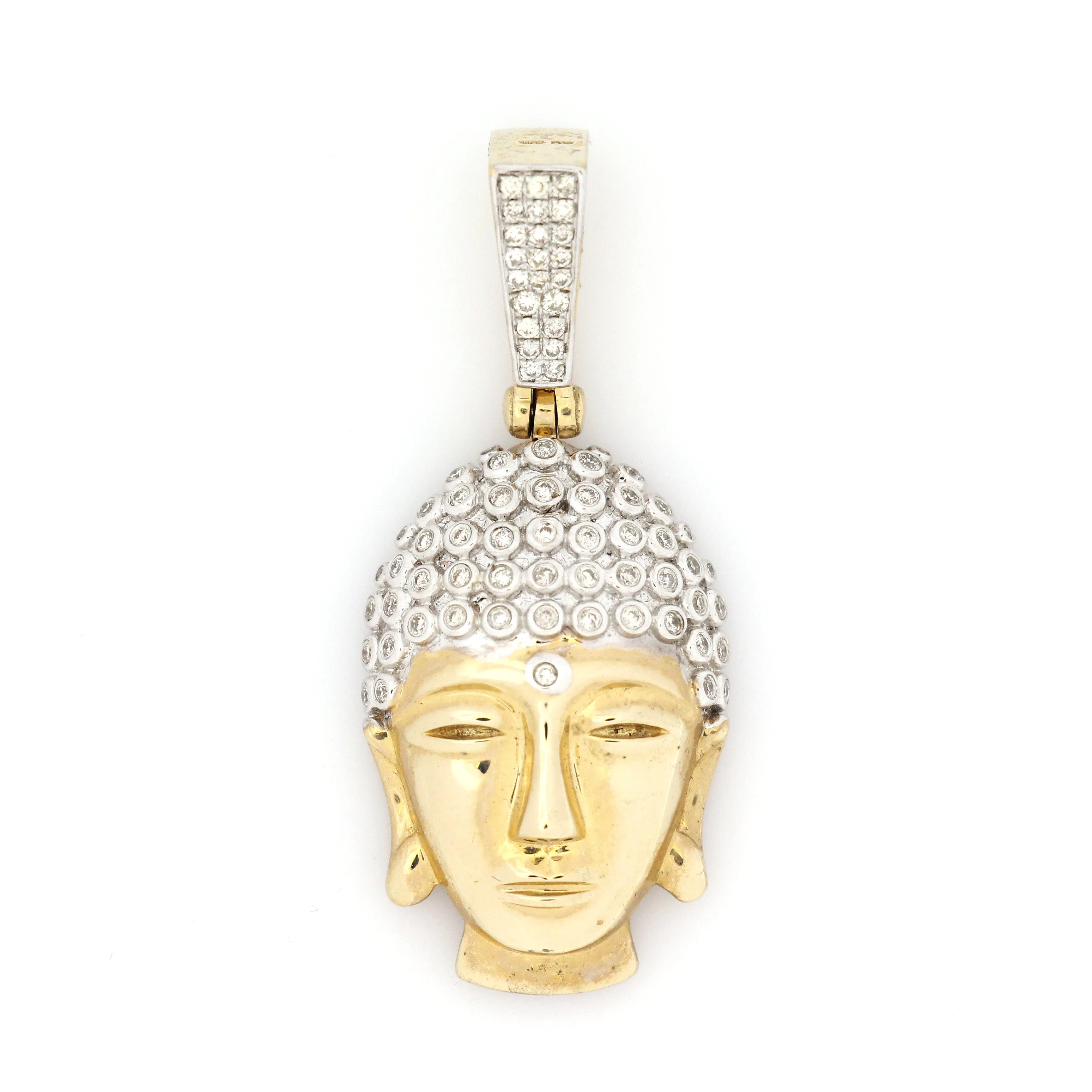 10K Yellow Gold Buddha Pendant 0.55 Ctw