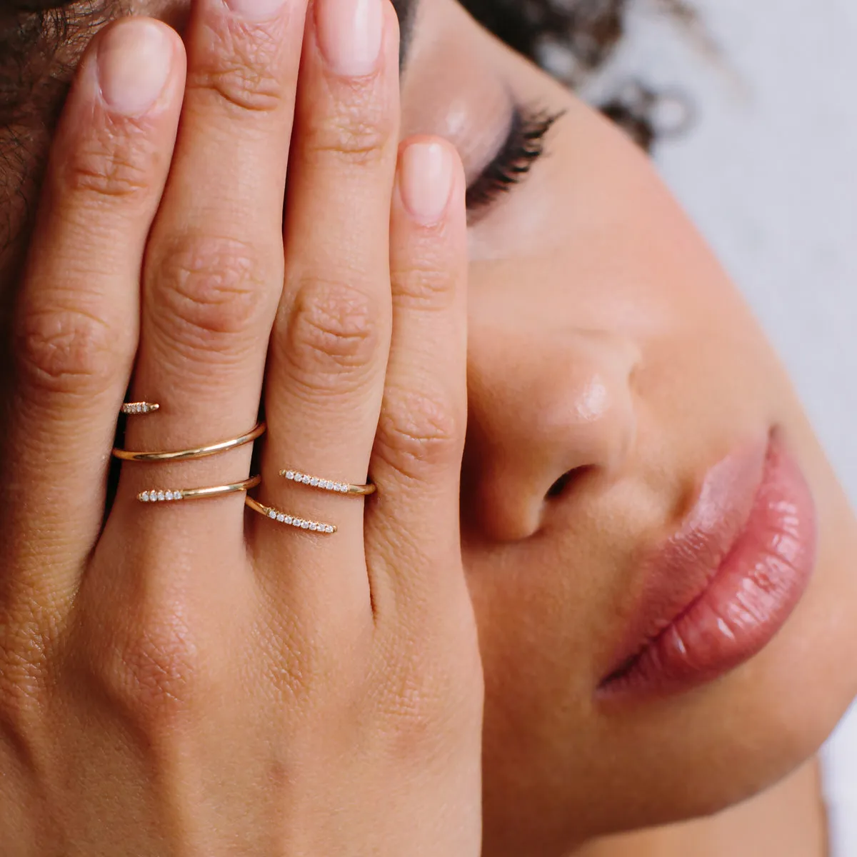 14k Pavé Diamond Bypass Ring