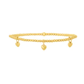 2MM Signature Bracelet with 3 14K Heart Charms