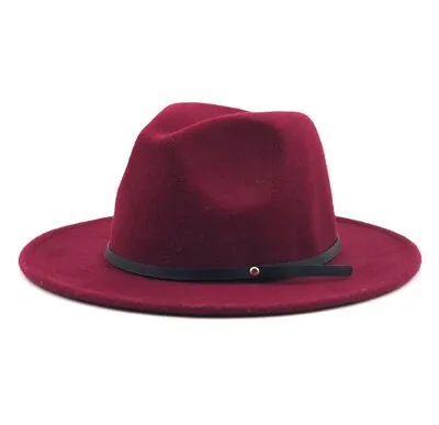 54-56-60CM Women Men Wool Vintage Gangster Trilby Felt Fedora Hat With Wide Brim Gentleman Elegant Lady Winter Autumn Jazz Caps