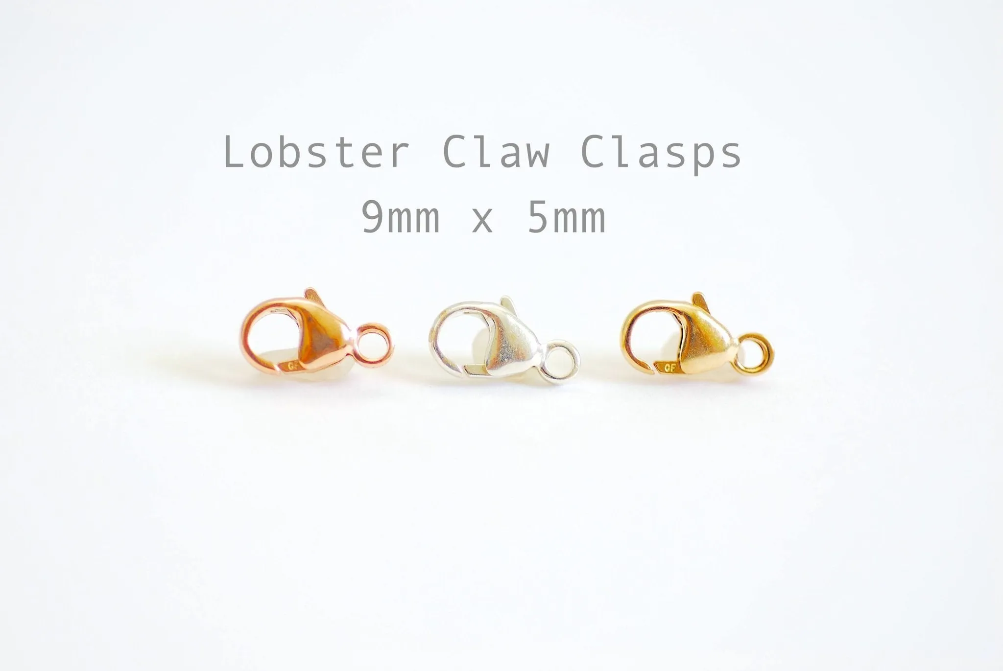 5pcs 9x5mm 14k Gold Filled Lobster Claw Clasp, Sterling Silver, 14k Rose Gold Filled Lobster Clasps, 14 GF Clasps, 2mm closed ring, Bulk