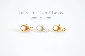 5pcs 9x5mm 14k Gold Filled Lobster Claw Clasp, Sterling Silver, 14k Rose Gold Filled Lobster Clasps, 14 GF Clasps, 2mm closed ring, Bulk