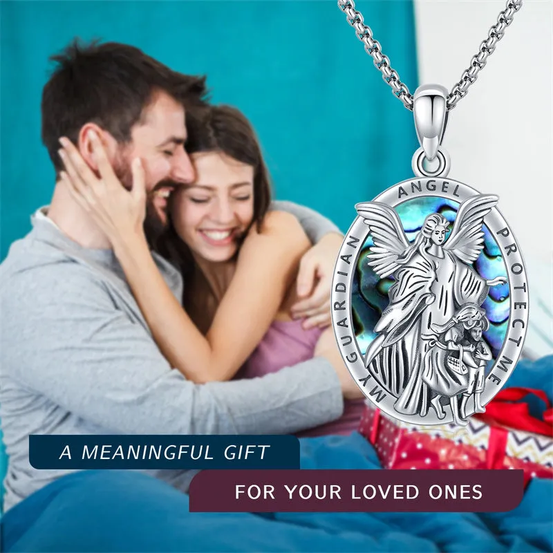 Abalone Shell Our Lady of Guadalupe Pendant Necklace in 925 Sterling Silver