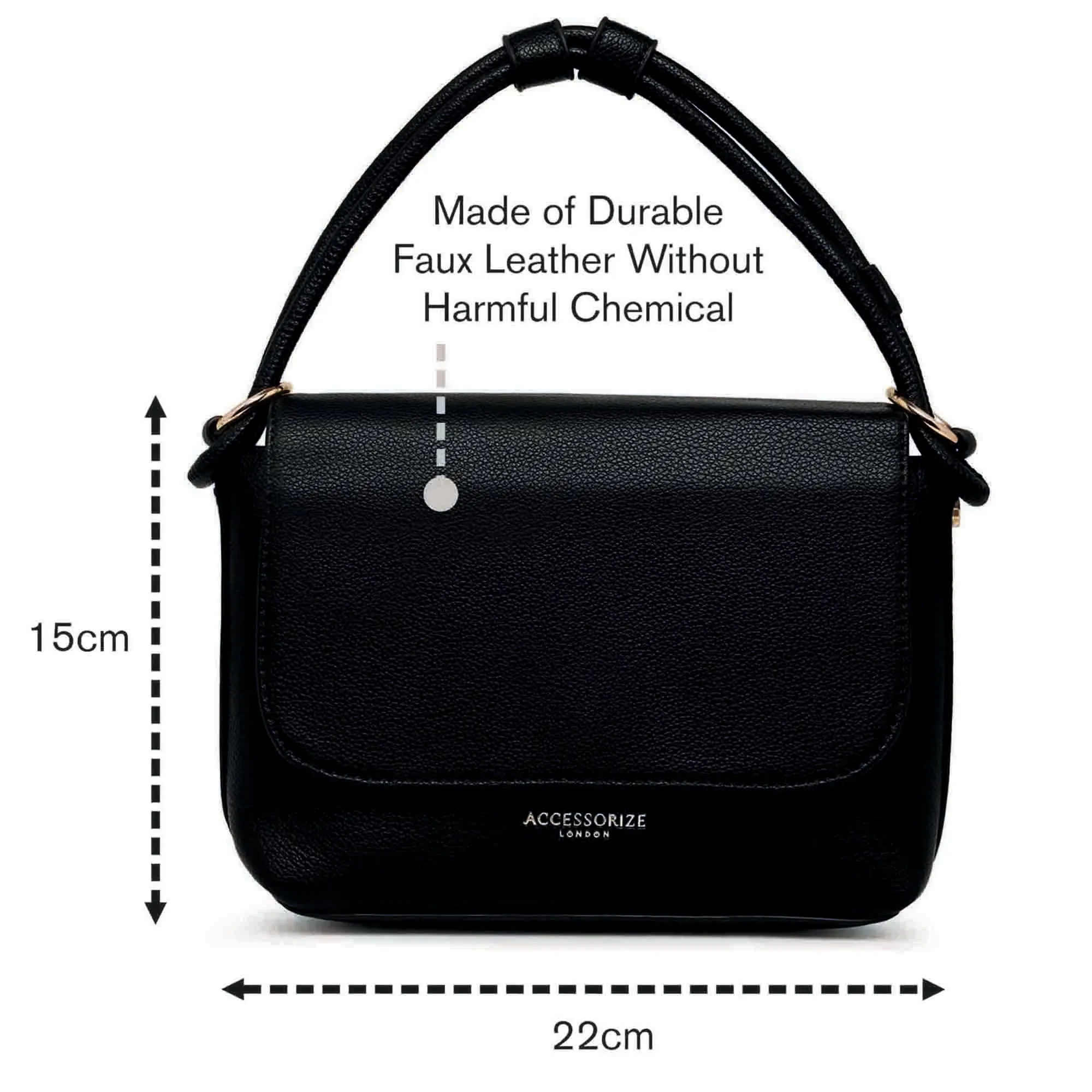 Accessorize London Women's Black Double Strap Handheld Bag