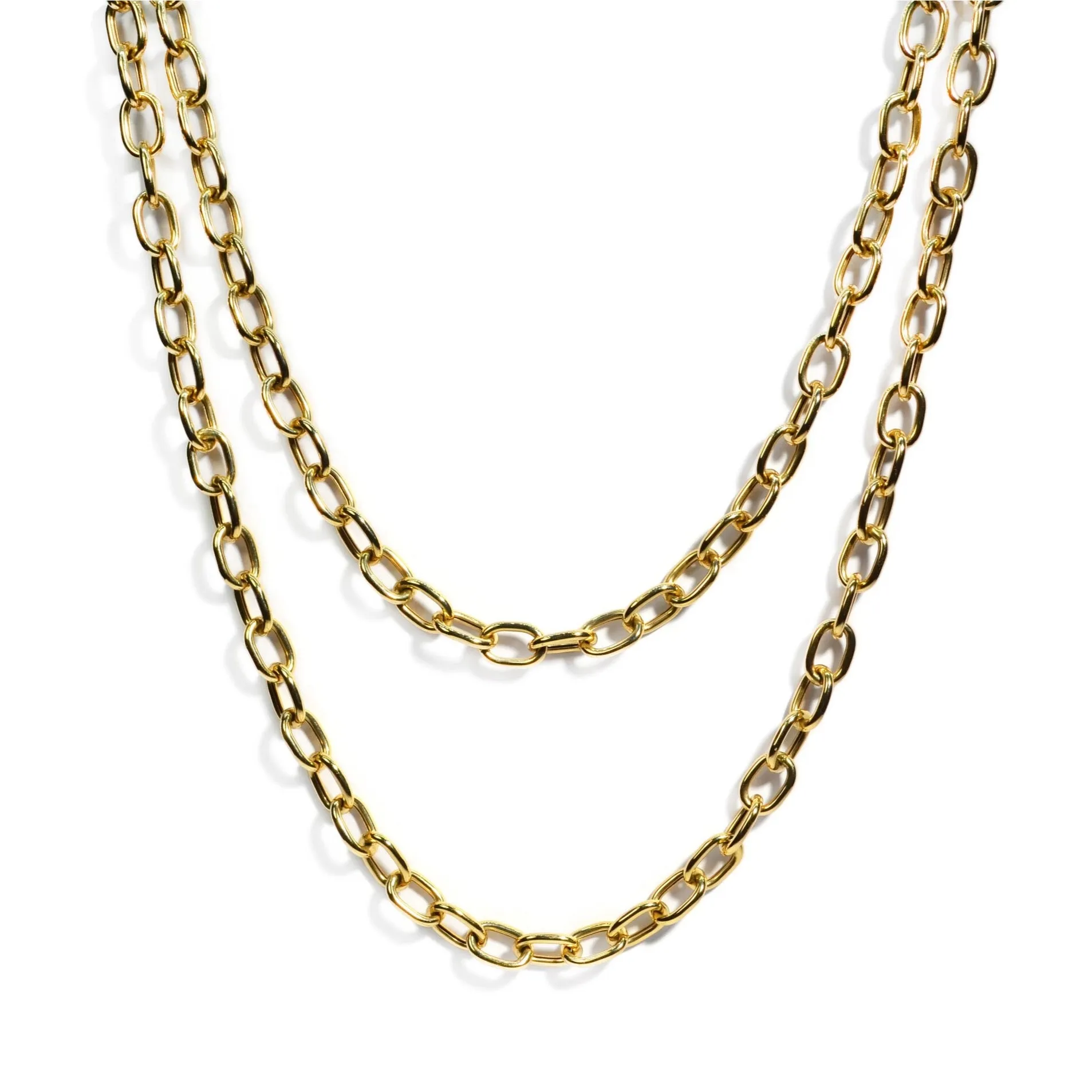 AFJ Gold Collection - Oval Link Chain Necklace,  Length 30, Yellow Gold