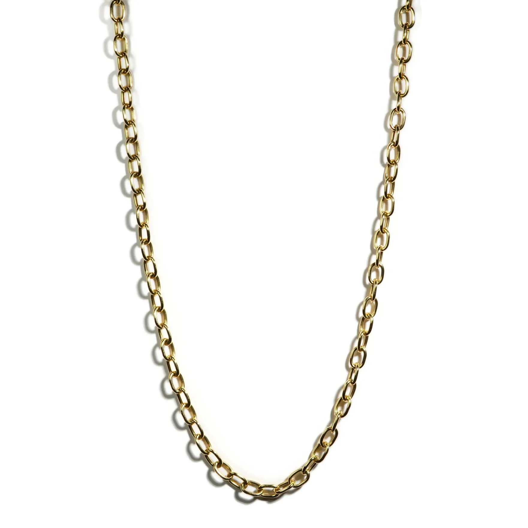 AFJ Gold Collection - Oval Link Chain Necklace,  Length 30, Yellow Gold