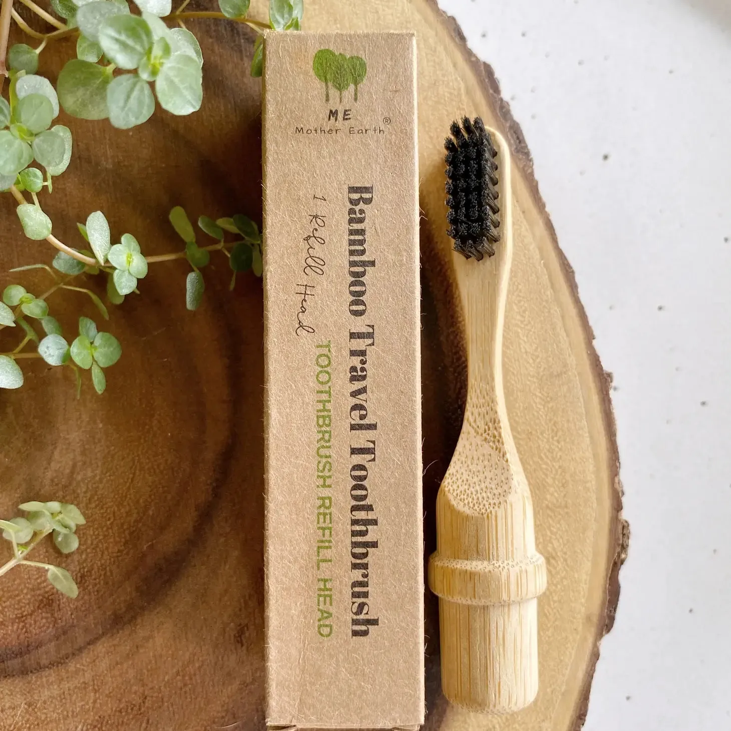 All-in-One Bamboo Travel Toothbrush with Replaceable Head