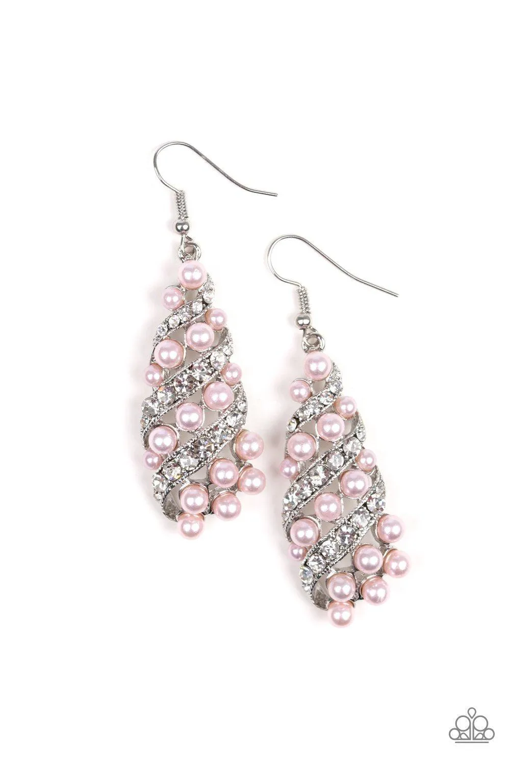 Ballroom Waltz Pink Pearl Earrings - Paparazzi Accessories