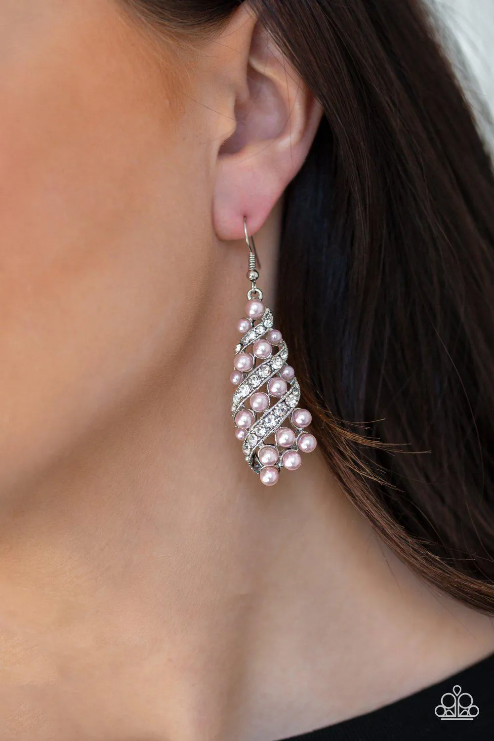 Ballroom Waltz Pink Pearl Earrings - Paparazzi Accessories