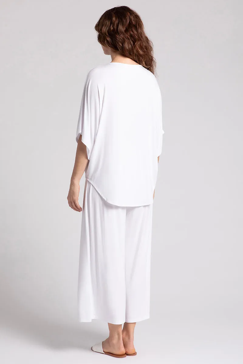 Bamboo V-Neck Dolman Top | White