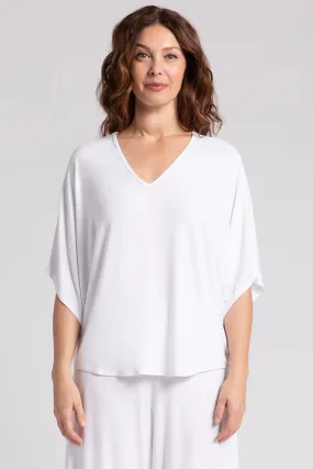 Bamboo V-Neck Dolman Top | White