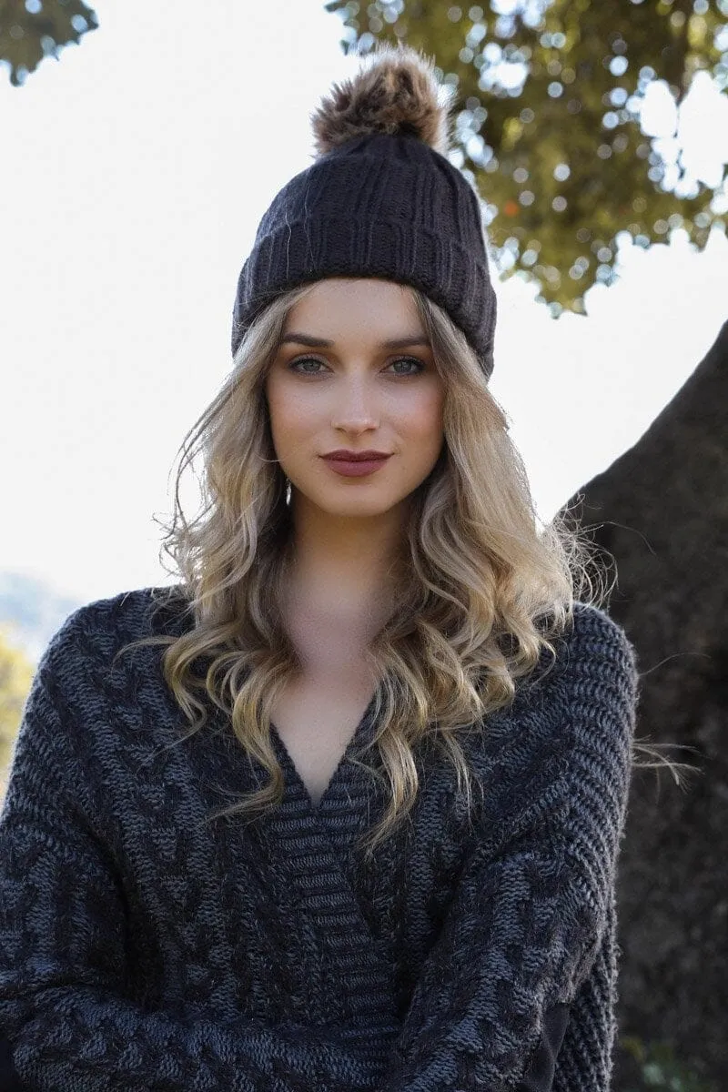 Basic Ribbed Pom Beanie