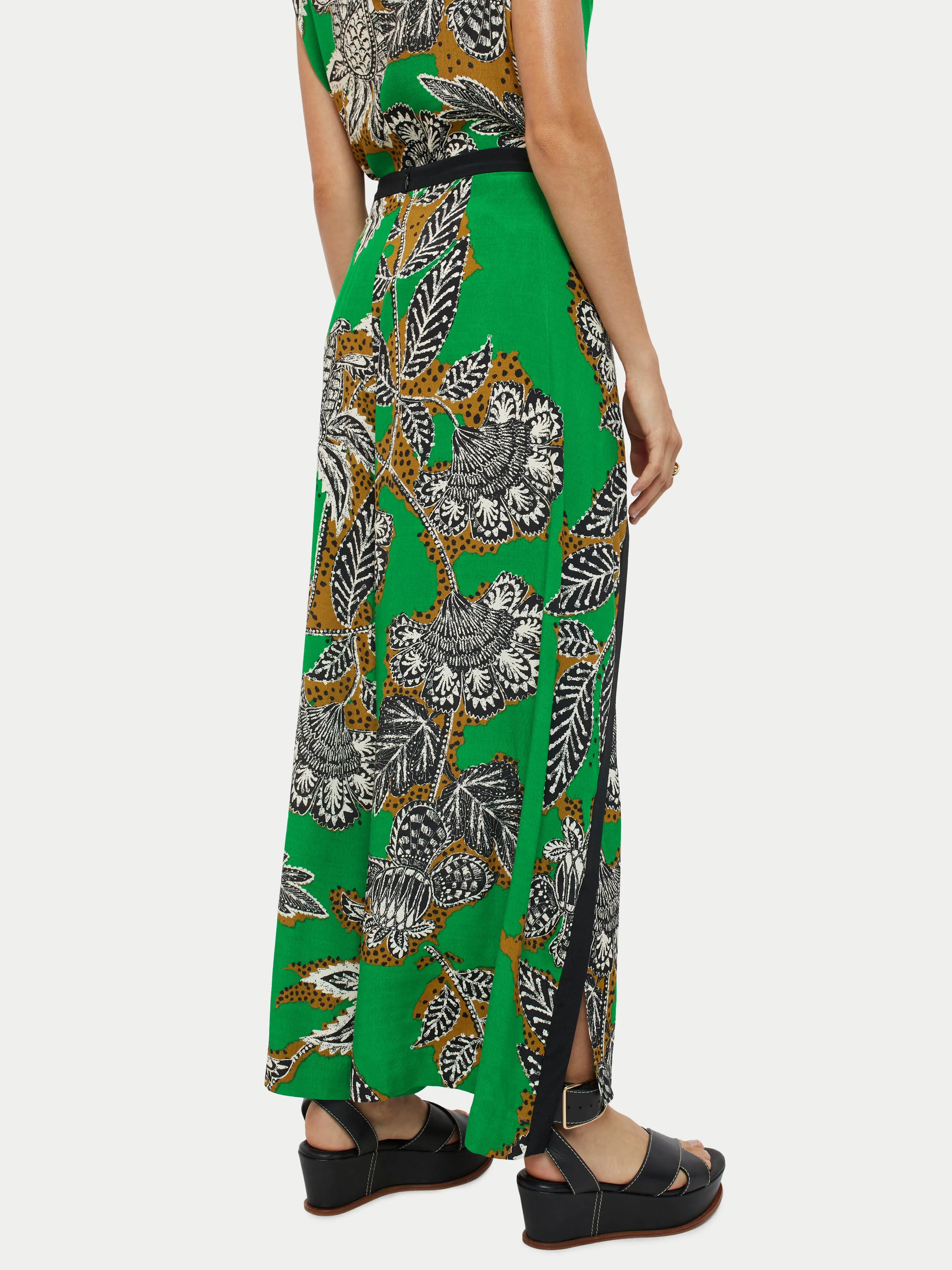 Block Floral Wrap Culotte | Green