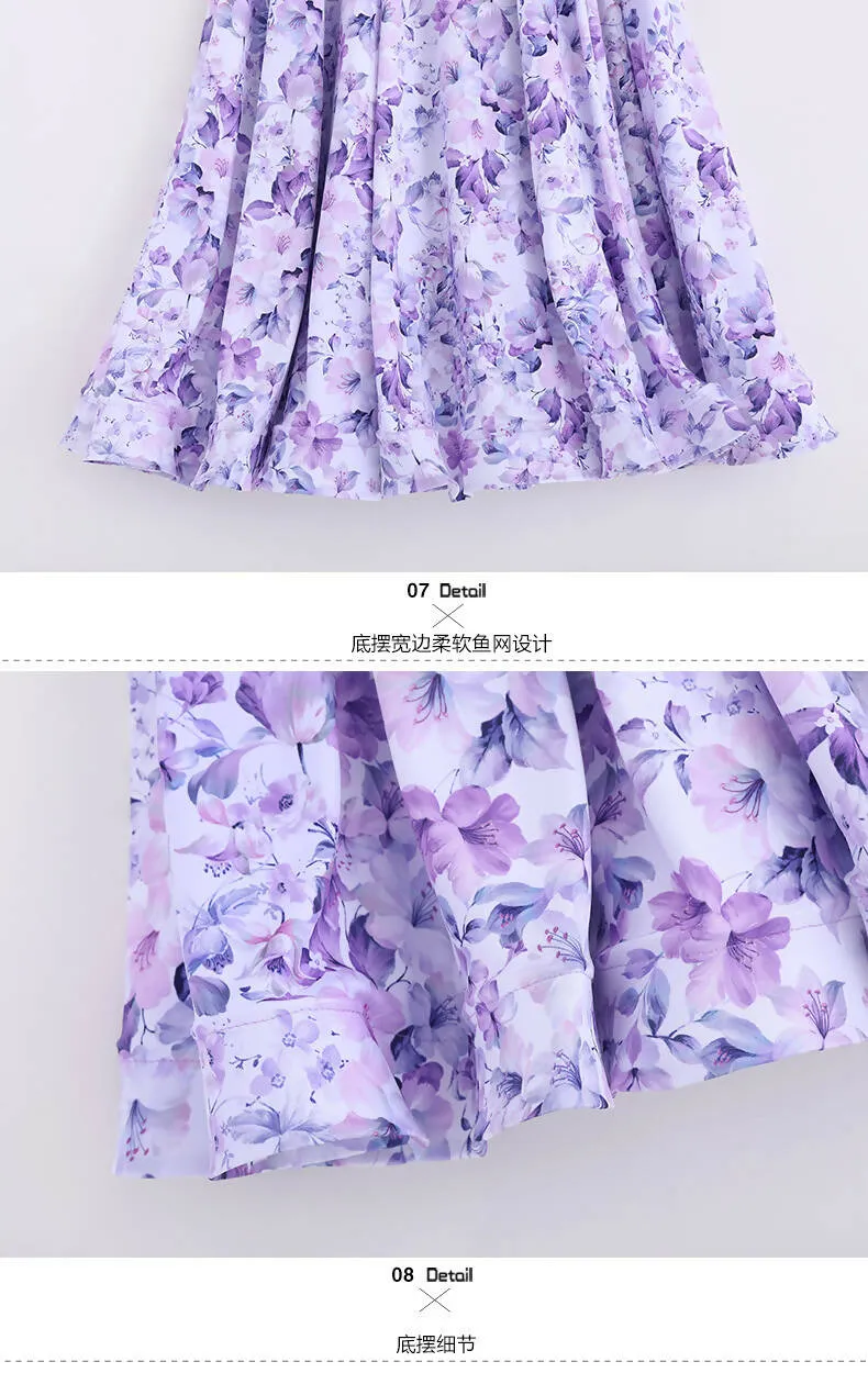 Blossom Motif Ballroom Dance Dress | Blue/Wine Red/Purple/Yellow | 880