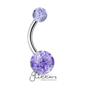 Blue Acrylic Color Ultra Glitter Ball Belly Button Ring