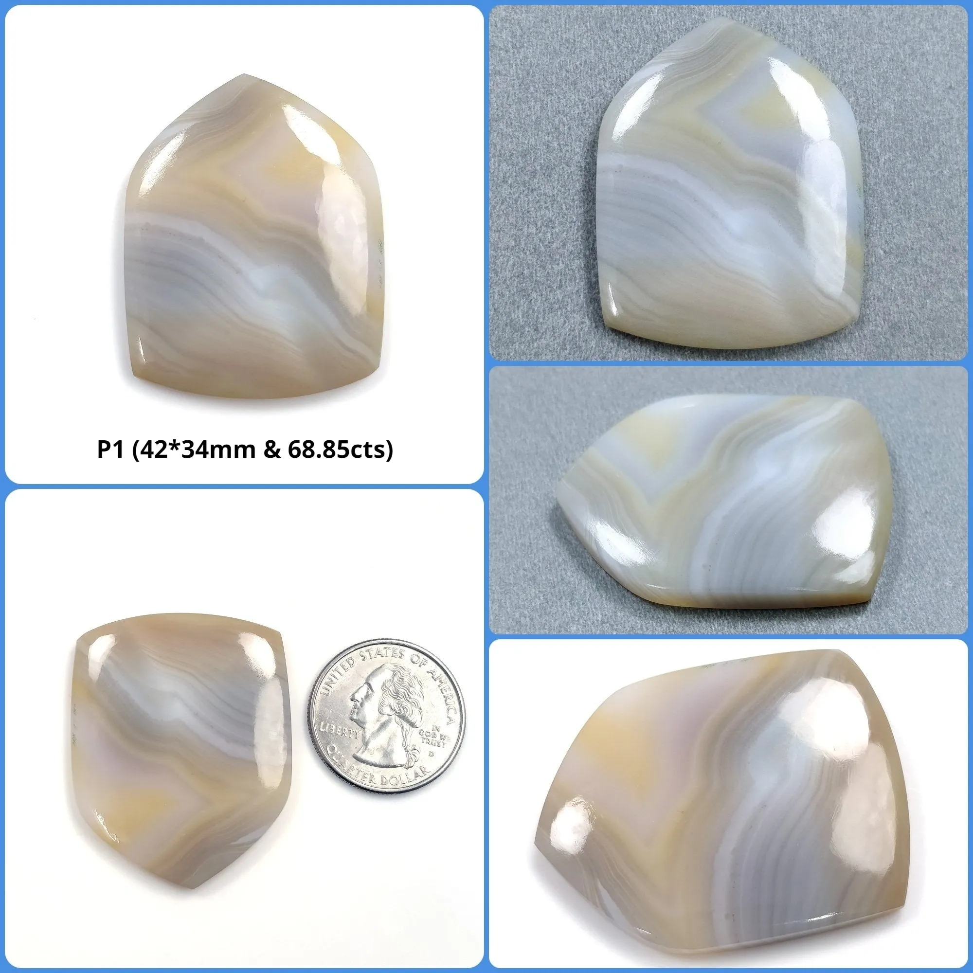 BOTSWANA AGATE Gemstone Cabochon : Natural Untreated Unheated Bi-Color Agate Uneven Shape 1pc