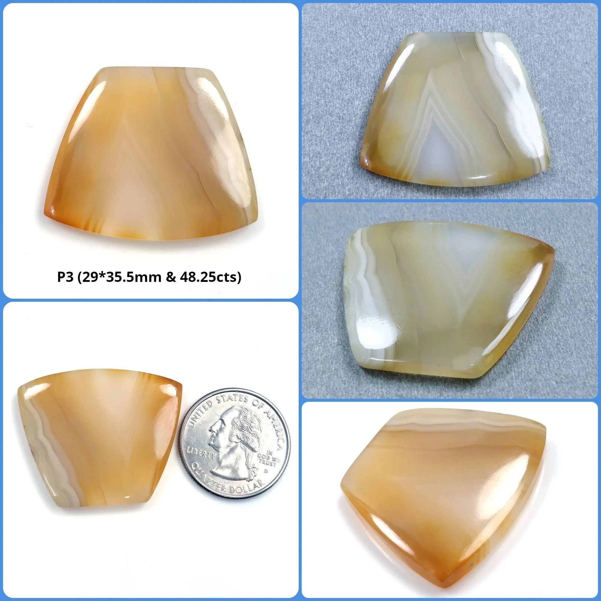 BOTSWANA AGATE Gemstone Cabochon : Natural Untreated Unheated Bi-Color Agate Uneven Shape 1pc