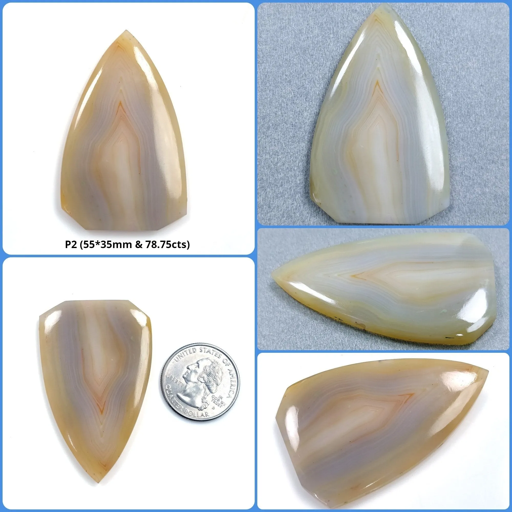 BOTSWANA AGATE Gemstone Cabochon : Natural Untreated Unheated Bi-Color Agate Uneven Shape 1pc