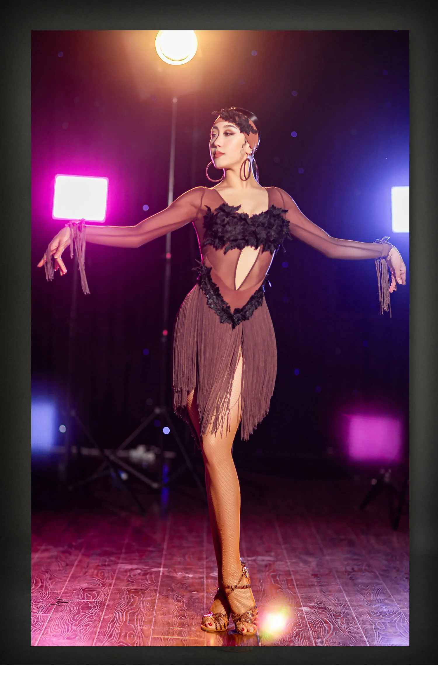 Brown/Black/White Latin Dancewear | 25J1