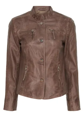 BTF CPH Button Jacket 100042 Skindjakke - stone with silver