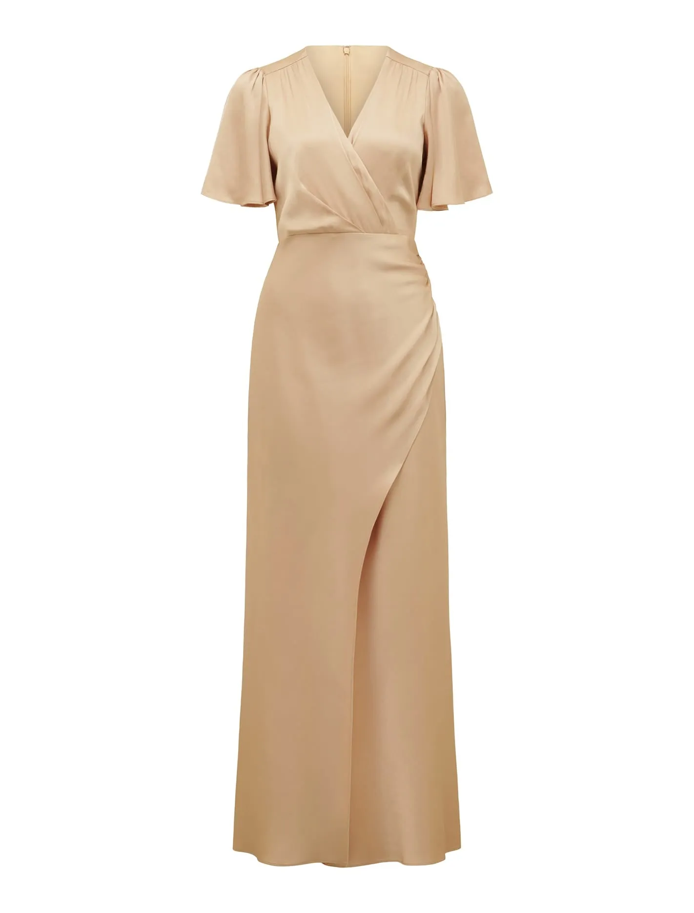 Chelsea Flutter Sleeve Satin Maxi Dress