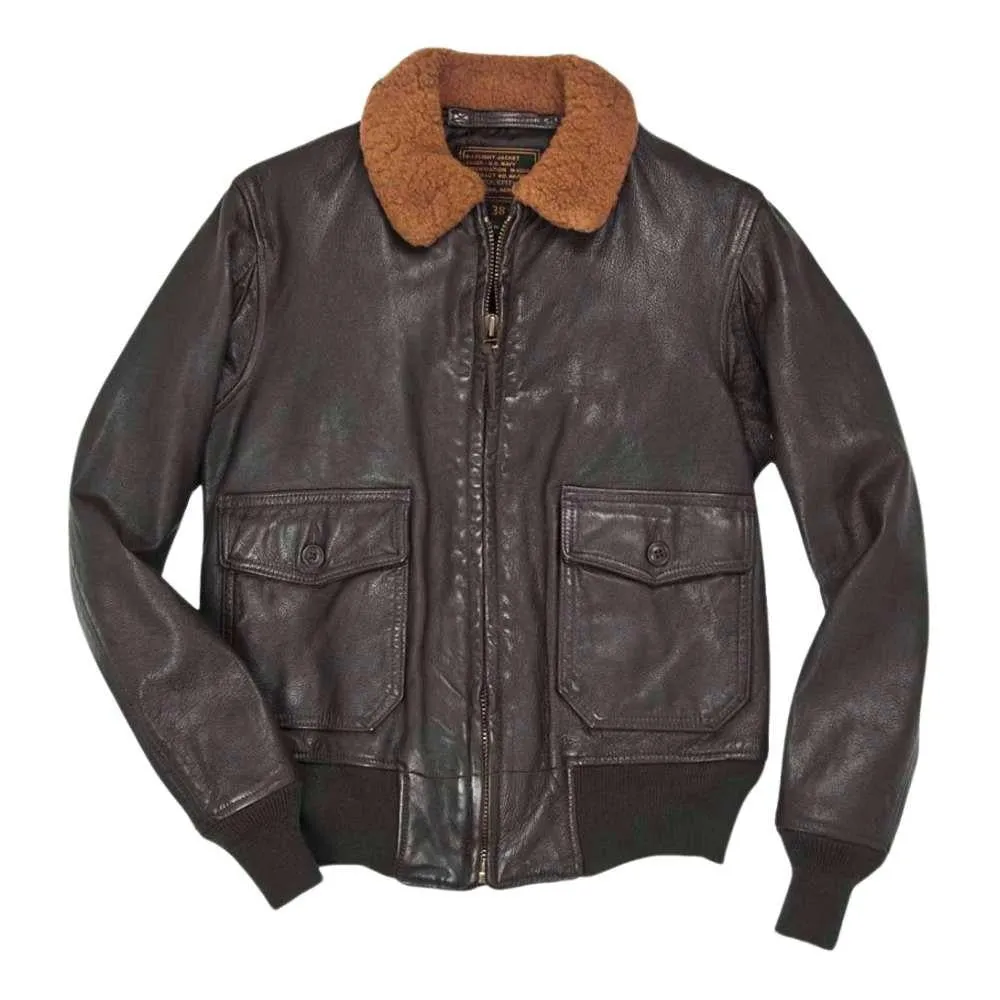 Cockpit USA Mens 100 Mission G-1 Aviator Leather Flight Jacket