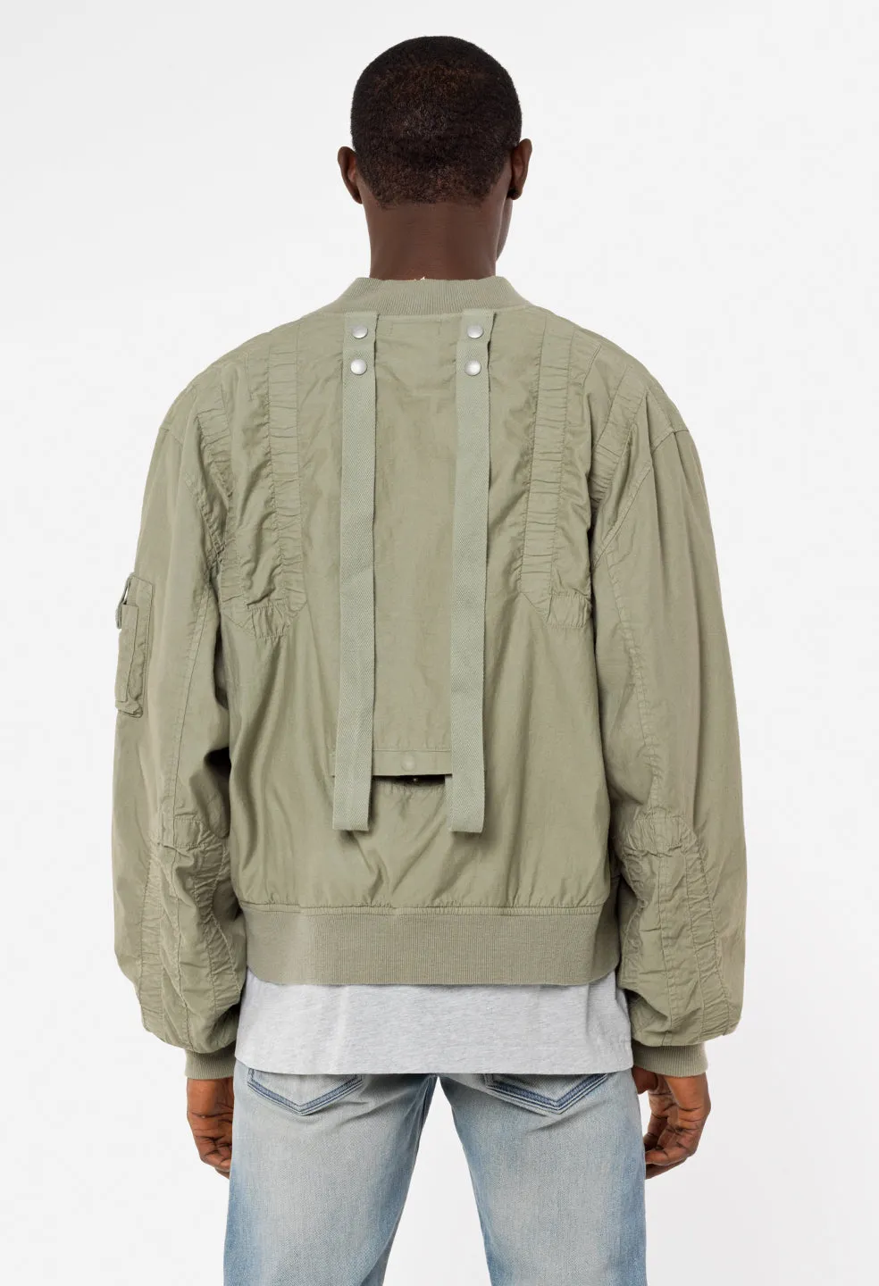 Cotton Poplin Frame Flight Jacket / Olive