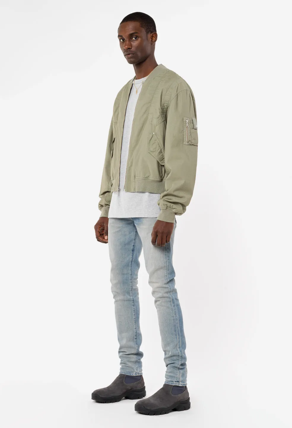 Cotton Poplin Frame Flight Jacket / Olive