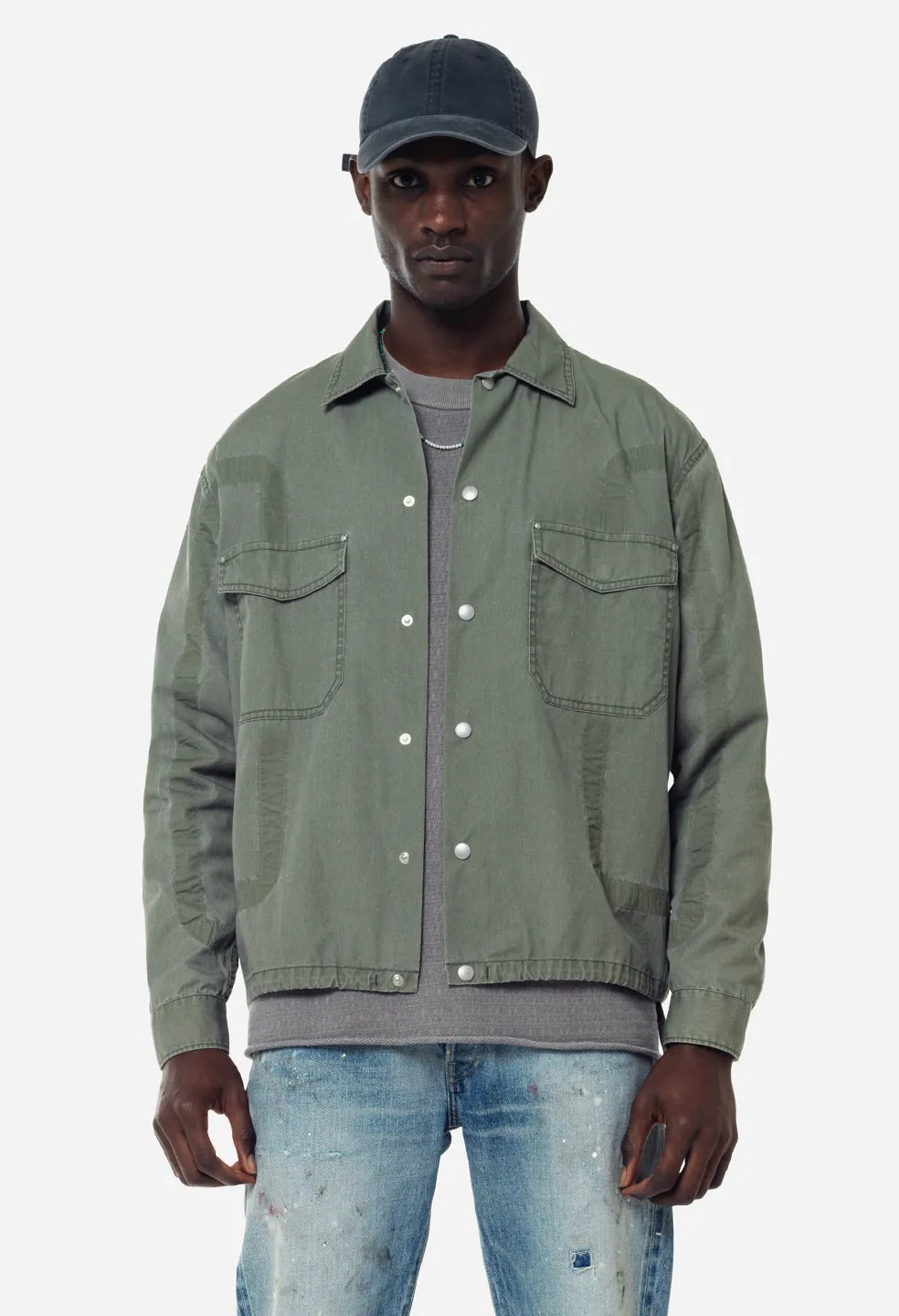 Cotton Poplin Frame II Snap Overshirt / Olive