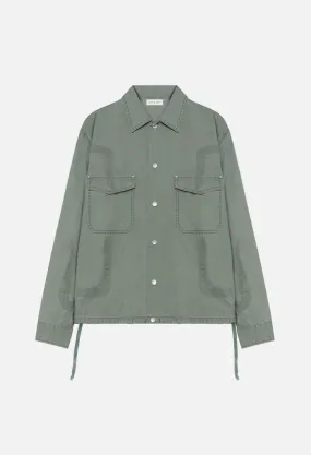 Cotton Poplin Frame II Snap Overshirt / Olive