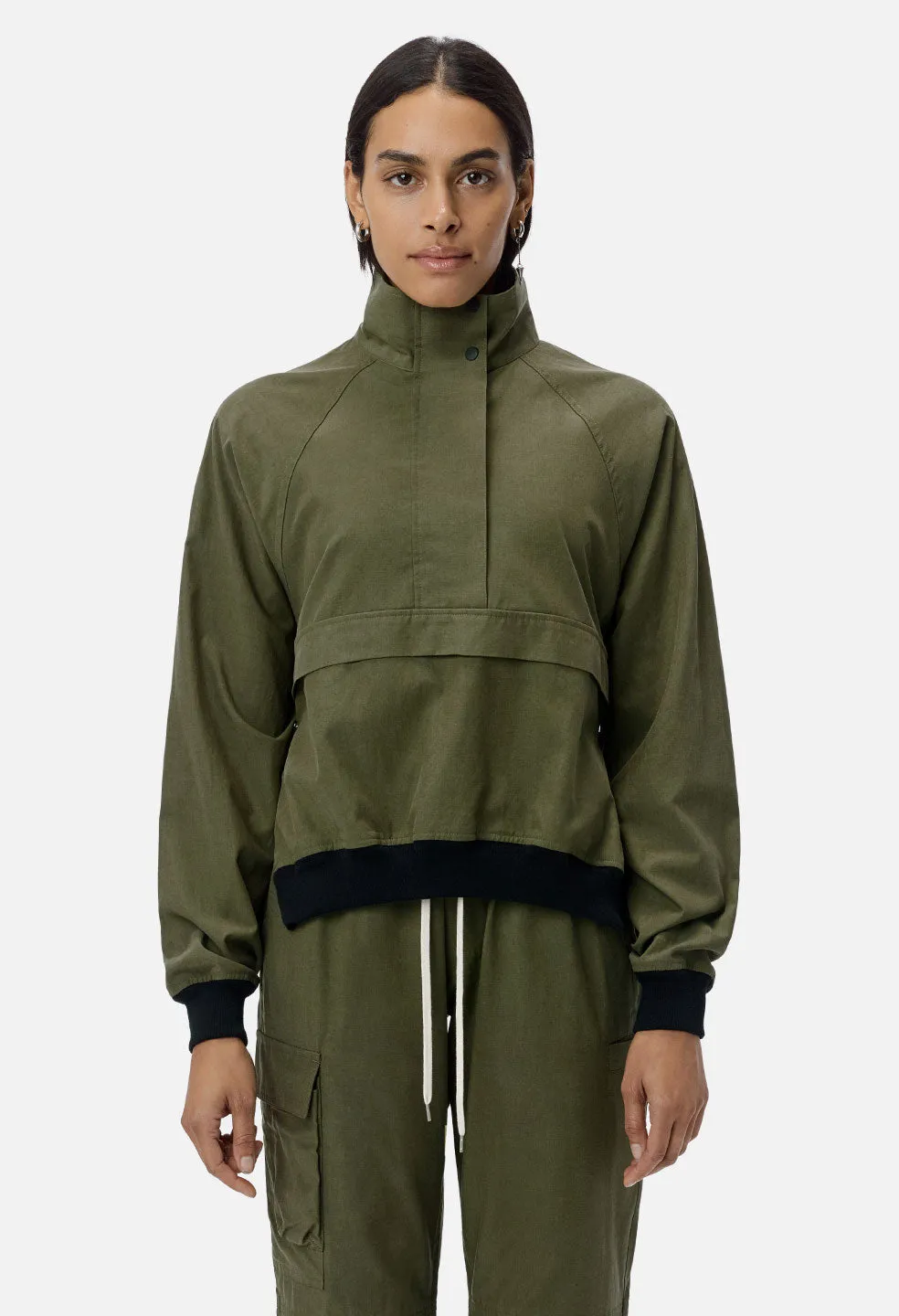 Cotton Sail Half Zip Pullover / Olive