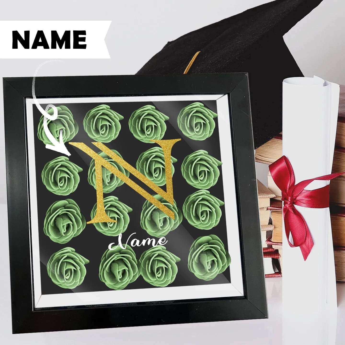 Custom Name Graduation Cover Flower Shadow Box Display Personalized Graduation Gift Decorations