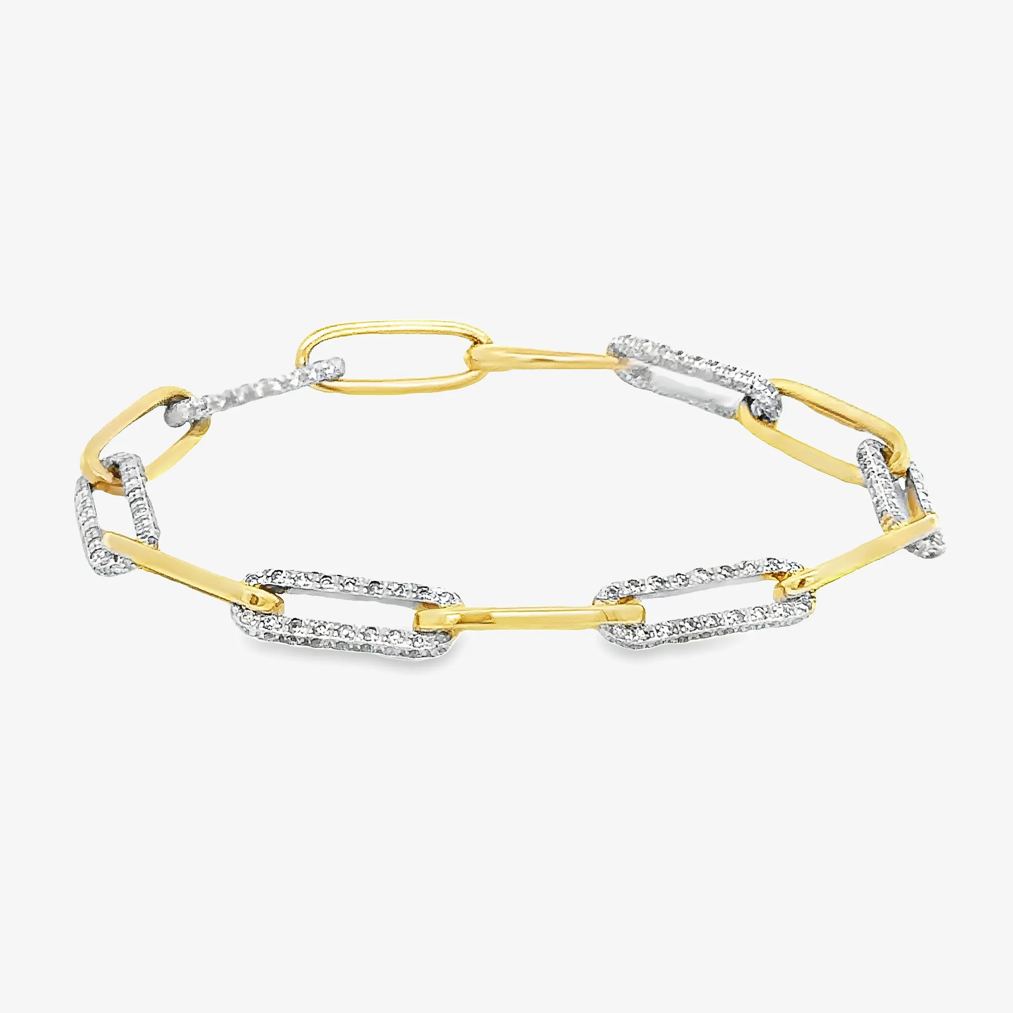 Diamond & Gold Alternating Paperclip Bracelet