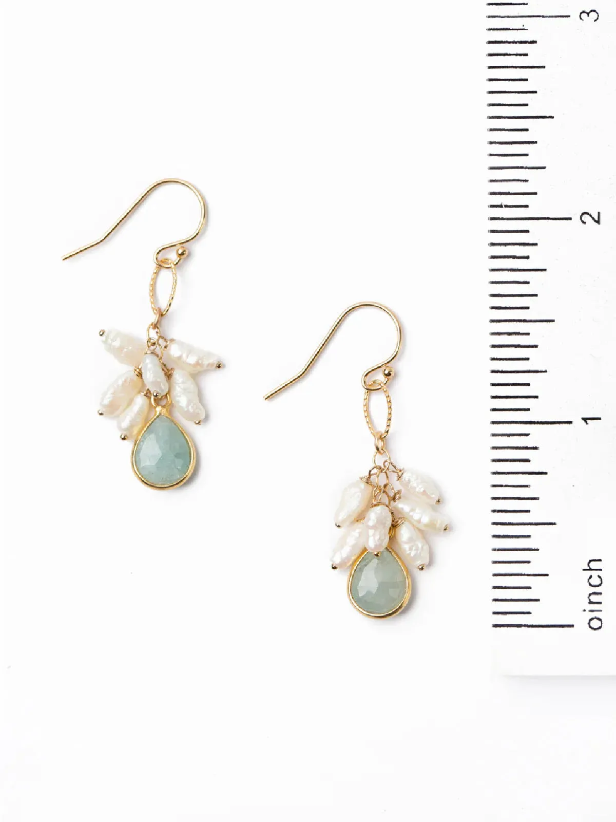 Dream Aquamarine & Pearl Cluster Earrings by Anne Vaughan