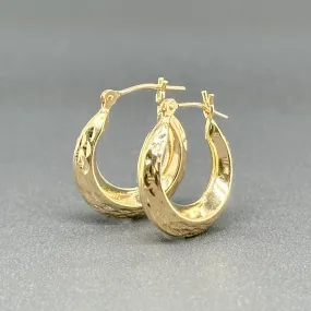 Estate 14K Y Gold Textured 16.66mm Hoop Earrings