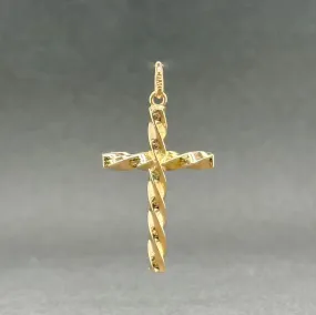 Estate 18K Y Gold Hollow Twisted Cross Pendant