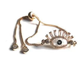 Evil Eye Gold Chain Bolo Bracelet