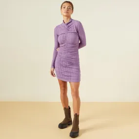 Flat Rib Mock Shirred Dress