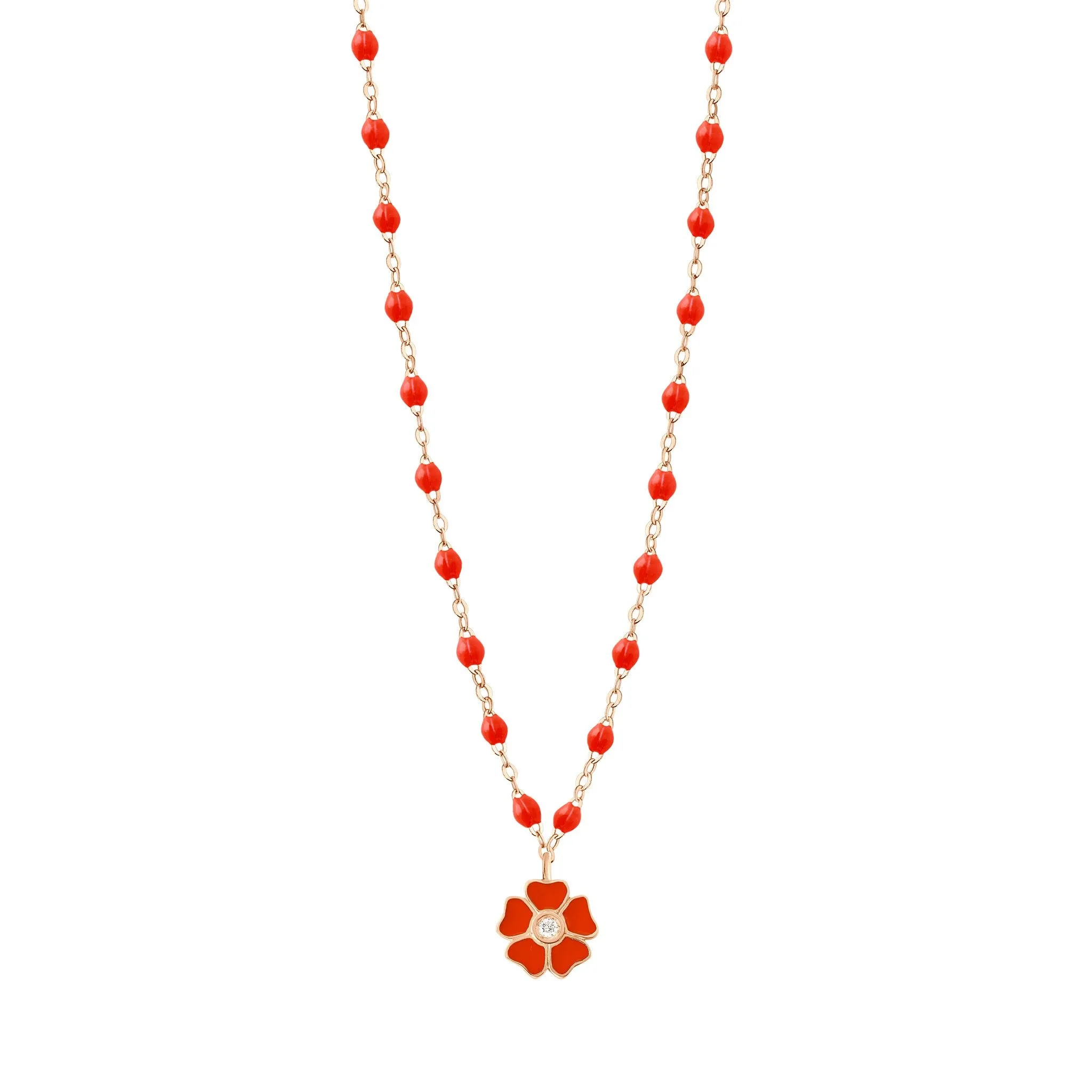 Flower Classic Gigi Coral diamond necklace, Rose Gold, 16.5"