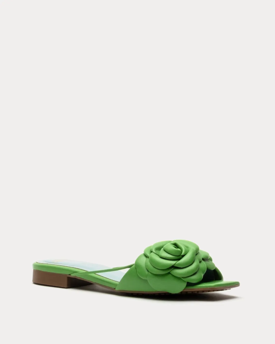 Frances Valentine Gardenia Flower Sandal Solid Soft Nappa Green