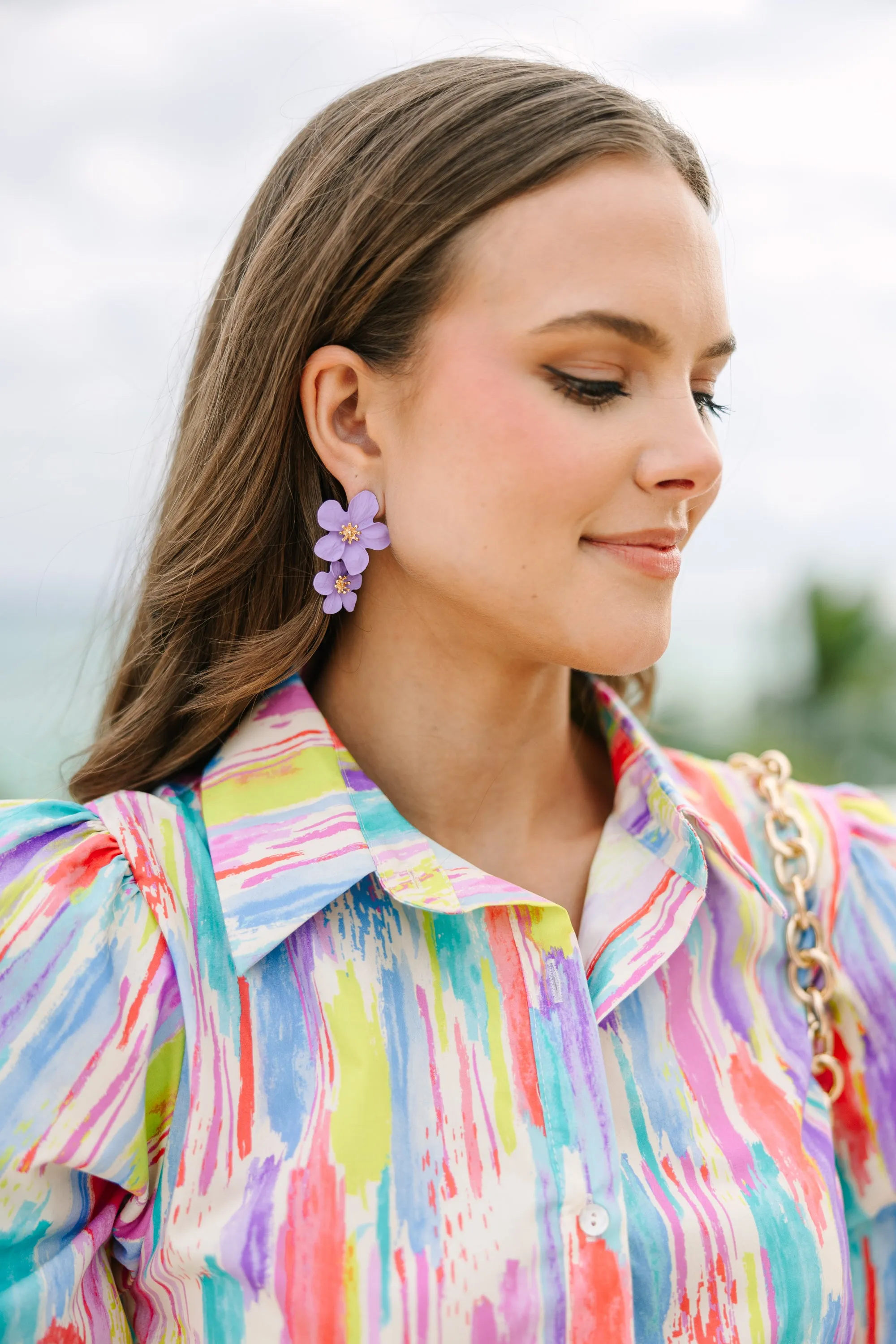 Full Bloom Lilac Floral Earrings