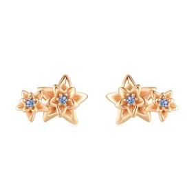 Gold Flower Stud Earrings - Poinsettia