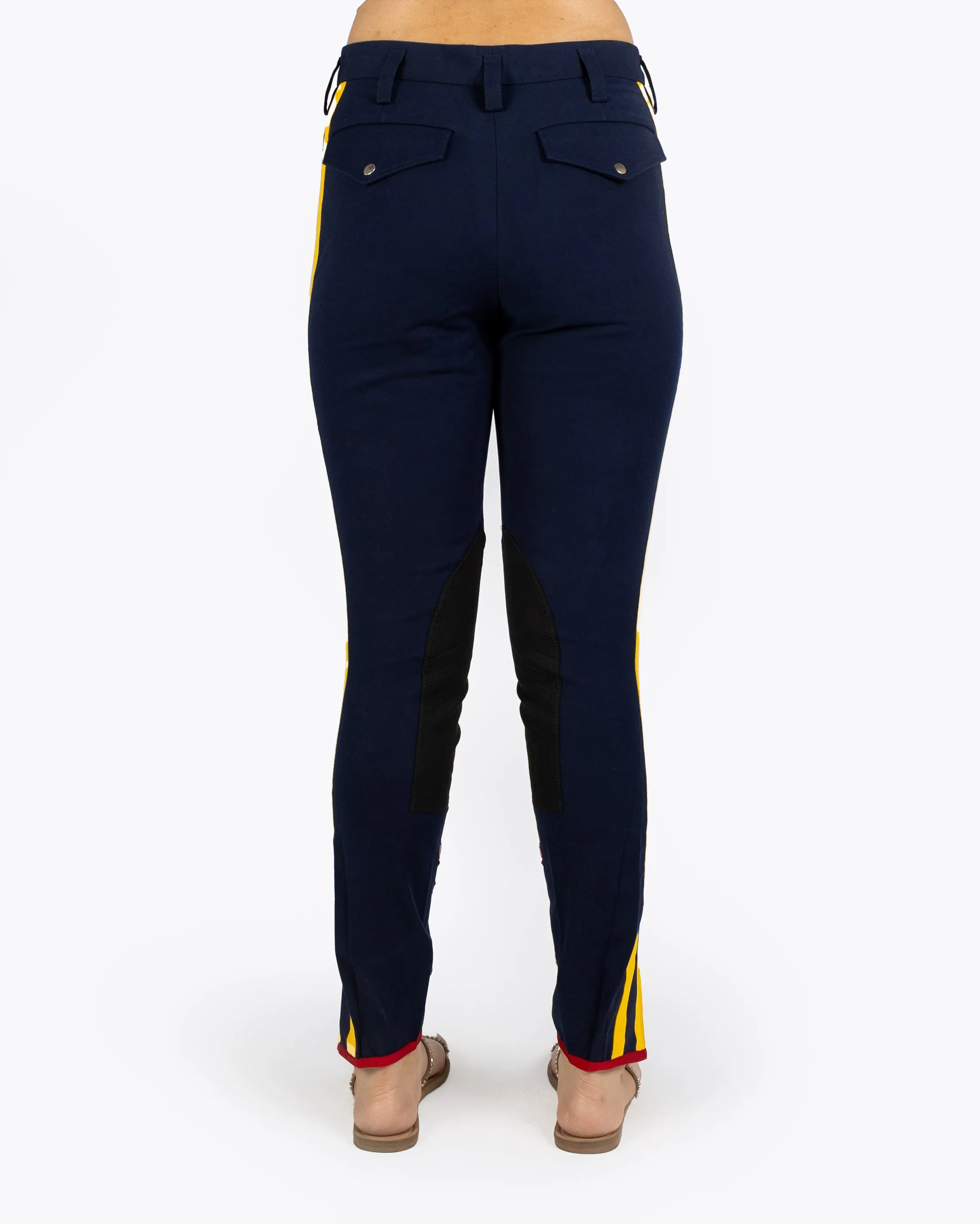 GUCCI FLOWER EMBROIDED LEGGING WITH STRIPE NAVY BLUE