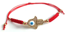 Hamsa Hand Evil eye Bracelet, Red string kabbalah adjustable friendship bracelet, hamsa jewelry evil eye bracelet Jewish Gift  mal de ojo