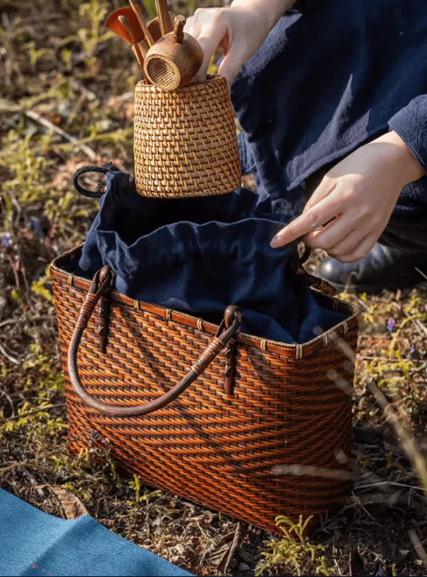 Handmade Bamboo Weaving Handbag Casual Basket Bags