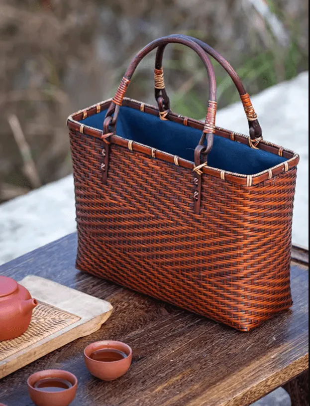 Handmade Bamboo Weaving Handbag Casual Basket Bags