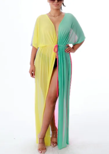 Hiroko Color Block Cover Up Maxi Dress