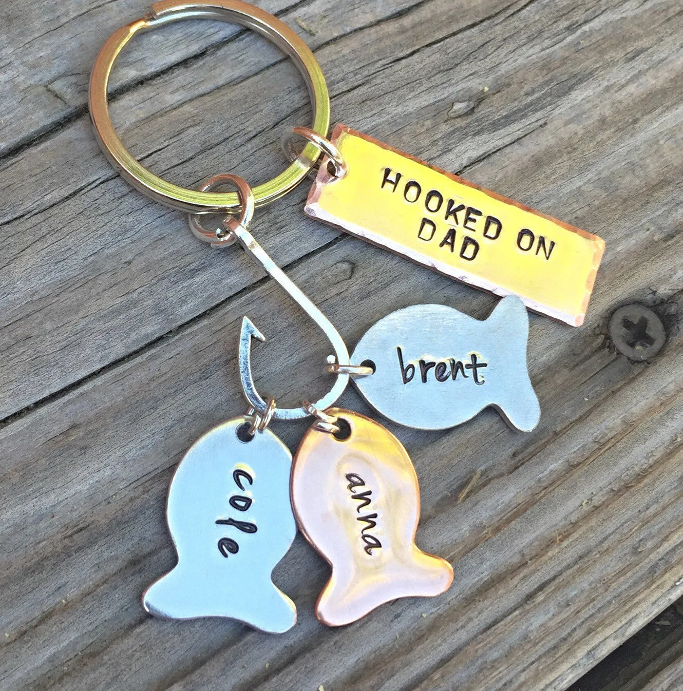 Hooked On Dad Fishing Keychain