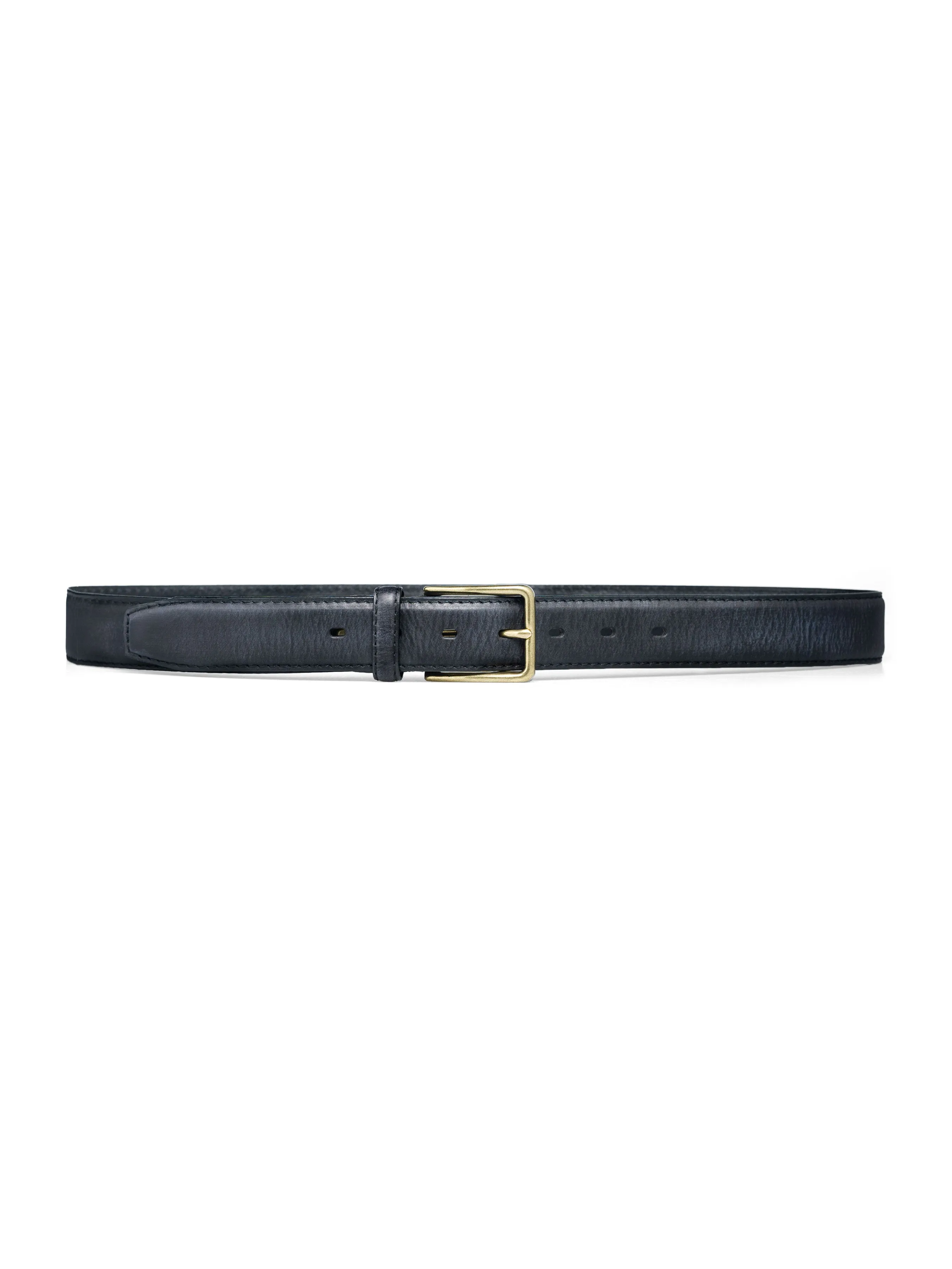 Italian Rustic Leather Belt with Frame Gold-toned Buckle