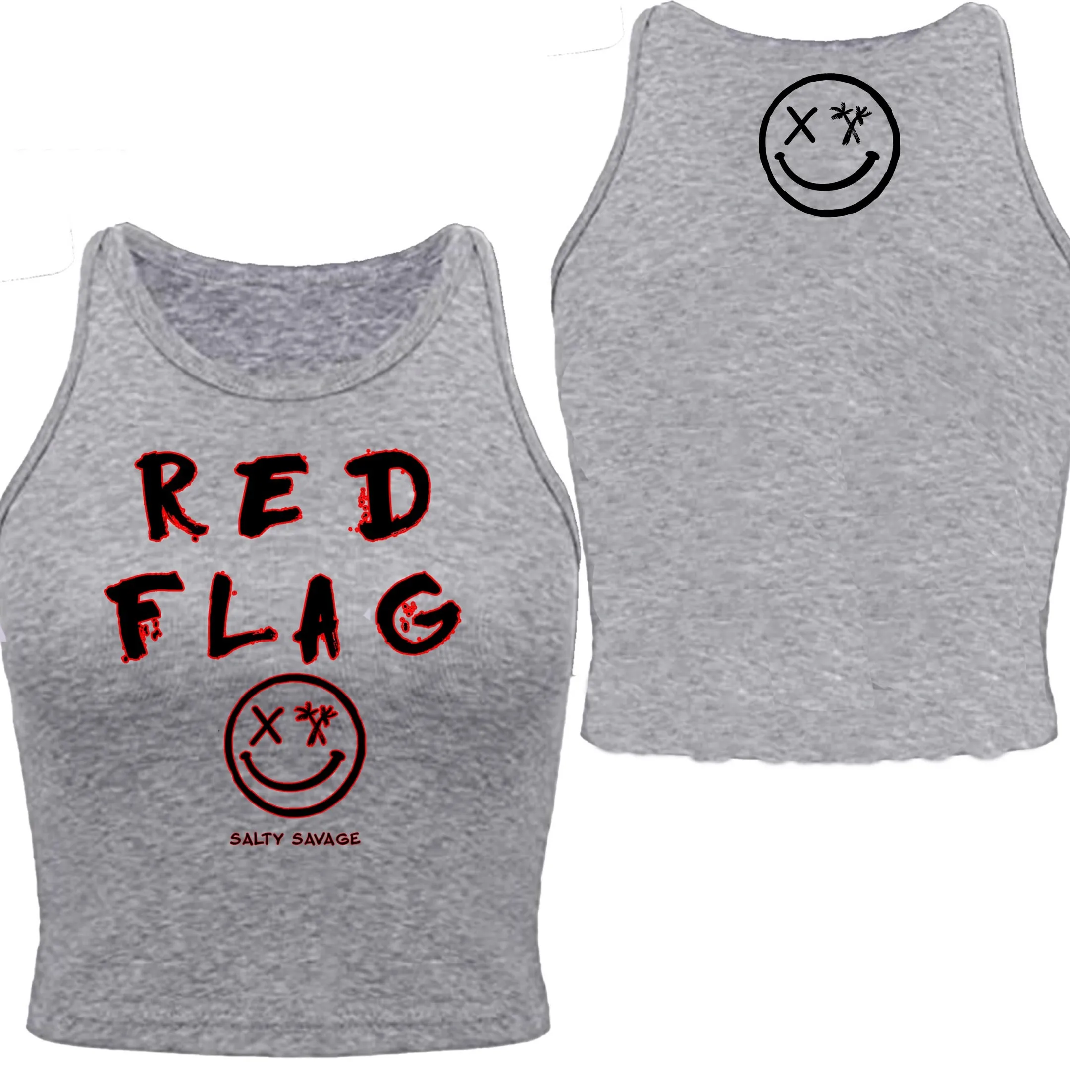 Ladies "RED FLAG" High Neck Crop Tank